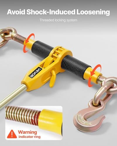 VEVOR Ratchet Chain Binder, 5/16 in x 14 ft G80 Chains, 8000 lbs Working Load of Ratchet Load Binder, Chains and Binders Set, Tie Down Hauling Chain Binders for Hauling, Towing, Logging (4 Sets) - Image 5