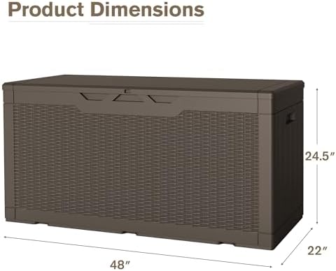 JUMMICO 100 Gallon Resin Deck Box, Waterproof Outdoor Storage Box - Image 3