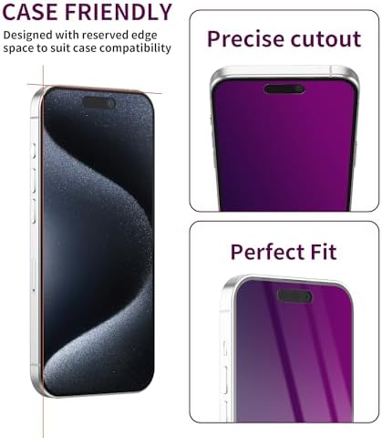 2 Pack Privacy Screen Protector for iPhone 15 Pro Tempered Glass - Image 5