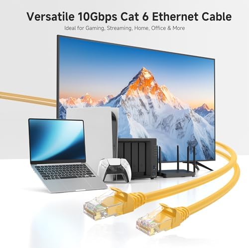 Cable Matters 10Gbps 5-Pack Snagless Cat 6 Ethernet Cable, 10ft, Yellow - Image 2