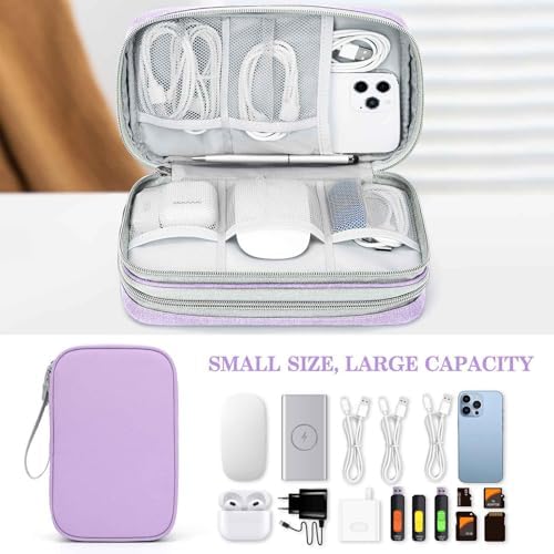 FYY Electronic Organizer, Travel Tech Pouch Bag, Large, Light Purple - Image 6