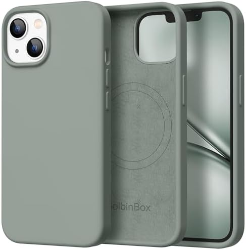 GolbinBox Magnetic for iPhone 15 Case, Silicone Cover, Calke Green by GolbinBox