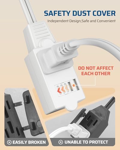 DEWENWILS 3 Foot Extension Cord, 16 AWG SPT-2 Power Cable for Indoor Use, 2 Prong Outlets Plugs for Christmas Decor and Lights, NEMA 5-15P to NEMA 5-15R, White, ETL Listed, 6 Pack - Image 2