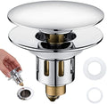 Universal Pop-Up Bathroom Sink Stopper - for 1.1~1.5 Inch Wash Basin Drain Strainer, Bounce Sink Drain Filter with Hair Catcher, Anti Clogging Stainless Steel Sink Plug, Chrome by TIORIY