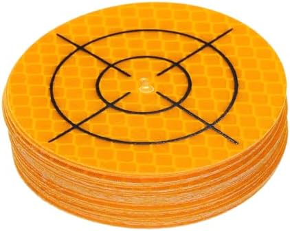 HARFINGTON 30pcs Survey Reflector Sheets 60mm x 60mm Self-Adhesive Surveying Target Mark Sticker Total Station Round Reflective Sheet Tape for Ship Inspection Tunnel Measure, Yellow by HARFINGTON