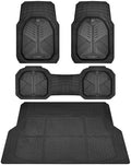 CAR PASS Heavy Duty Rubber Car Mats with Cargo Liner, Deep-Dish Car Floor Mats and Trunk Mat All Weather, Universal Trim-to-Fit for SUVs Trucks Sedans, Waterproof Anti-Slip, Trimmable V12 Black by CARPASS
