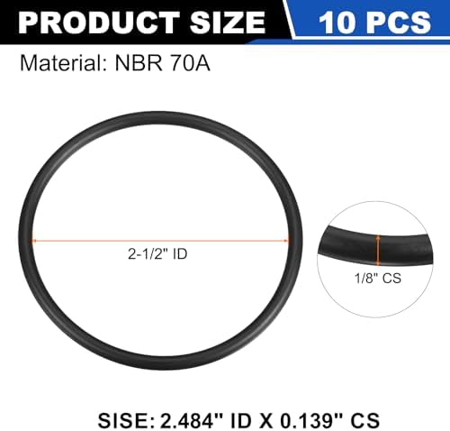 uxcell 10Pcs AS-230 NBR 70A O-Rings 2-1/2"ID x 1/8"CS/2.484"ID x 0.139"CS - Image 2