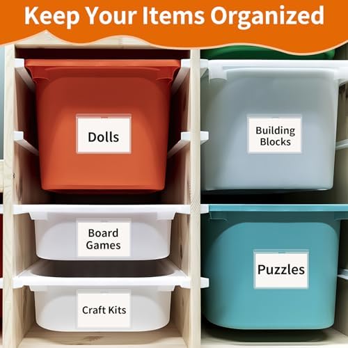 44 Pcs Storage Bin Labels, 3×5 in Index Card Holder, Clear Adhesive Pockets - Image 6