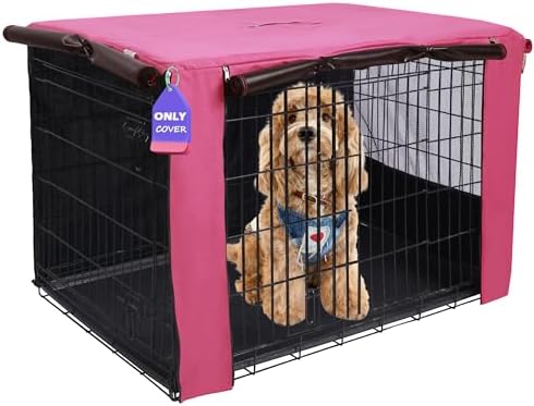HiCaptain 30-Inch Dog Crate Cover with Mesh, Waterproof Kennel Cover, Pink by HiCaptain
