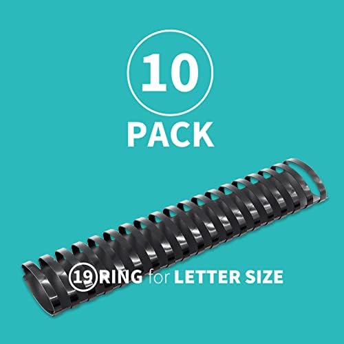 Binditek Plastic Binding Comb Spines, 2 Inch, 19 Ring, Black, 10 Pack - Image 2