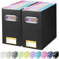 BALEINE 2PK File Organizer Box, Cardboard File Folder Organizer with Handle by BALEINE