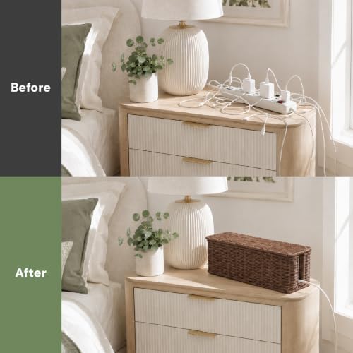 Cable Management Box, Handmade Rattan Cord Organizer for Power Strip - Image 5