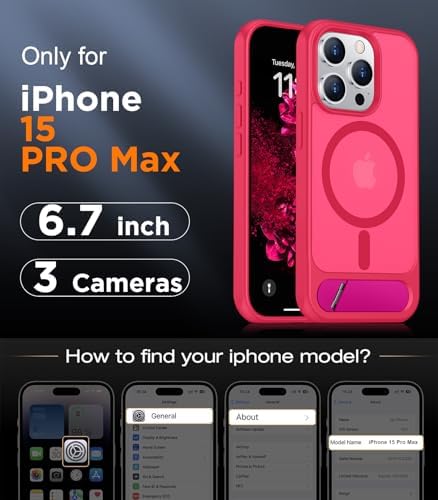 Temdan Magnetic Compatible with iPhone 15 Pro Max Case, [Built-in Invisible Kickstand][Compatible with MagSafe][Military Grade Shockproof] Slim Translucent Matte Phone Case for iPhone 15 Pro Max 6.7" - Image 2