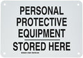 Brady 128491 Personal Protection Sign, Legend "Personal Protective Equipment Stored Here", 7" Height, 10" Width, Black on White by BradyCorp