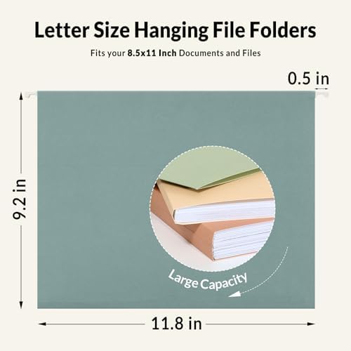 SUNEE Hanging File Folders, 100 Pack Letter Size Hanging File Folders with 1/5-cut Tabs, Stay Organized for Your Home and Office Bulk File, Documents and Paper, 10 Pastel Colors - Image 5