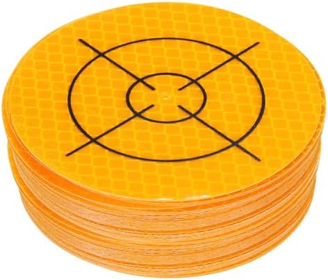 HARFINGTON 60pcs Survey Reflector Sheets 80mm x 80mm Self-Adhesive Surveying Target Mark Sticker Total Station Round Reflective Sheet Tape for Ship Inspection Tunnel Measure, Yellow by HARFINGTON
