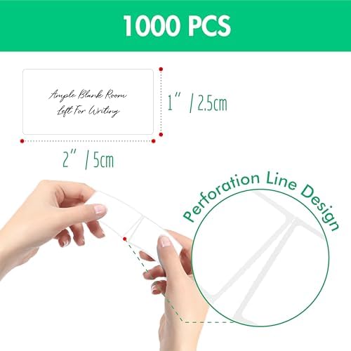 1000 Removable Food Labels, Water/Oil/Tear Resistant Blank Stickers with Perforation Line for Food Containers, Freezer, Fridge, Jars, Pantry, Organization (1” x 2”) - Image 2