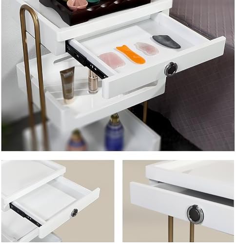 Beauty Cart Shelf 3-Tier Rolling Spa Cart Storage Rack W/Lockable Wheels Trolley Easy Organization & Mobility Solution,B - Image 3