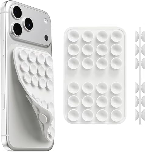 Upgraded Double Sided Silicone Suction Phone Case Detachable Mount, White by Mnyatr