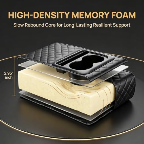 Car Armrest Cushion with Cup Holder, Memory Foam Console Cover - Image 5