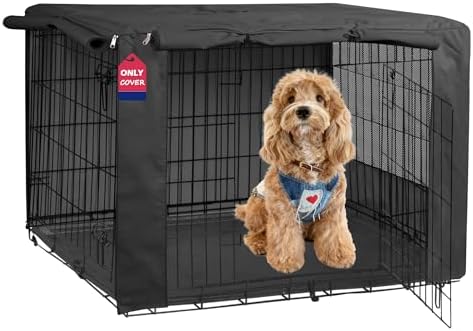 HiCaptain 36-Inch Dog Crate Cover with Mesh, Waterproof Kennel Cover, Black by HiCaptain