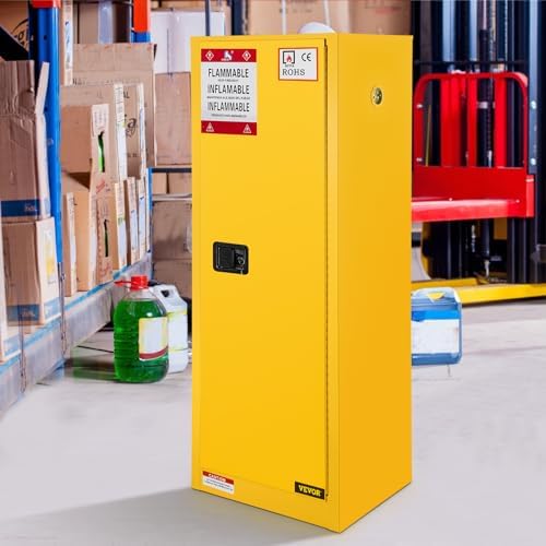 VEVOR Flammable Cabinet, 18" x 18" x 35", Yellow - Image 2
