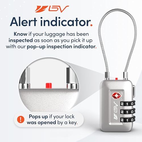 TSA Accepted Luggage Travel Lock, Set-Your-Own Combination Lock for School Gym Locker, Luggage Suitcase Baggage Locks, Filing Cabinets, Toolbox, Case (Silver, 1 Pack) - Image 5