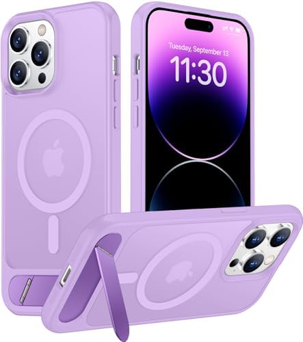 Temdan Magnetic Compatible with iPhone 14 Pro Max Case, [Built-in Invisible Kickstand][Compatible with MagSafe] [Military Grade Shockproof] Slim Translucent Matte Phone Case for iPhone 14 Pro Max 6.7" by Temdan