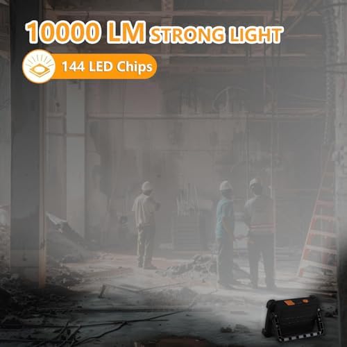 120W Solar Rechargeable Work Light, 144 LED Portable Flood Light with Stand, IP66 Waterproof 4 Modes LED Job Site Lighting Flashlights for Mechanic Camping Fishing Car Repair - Image 2