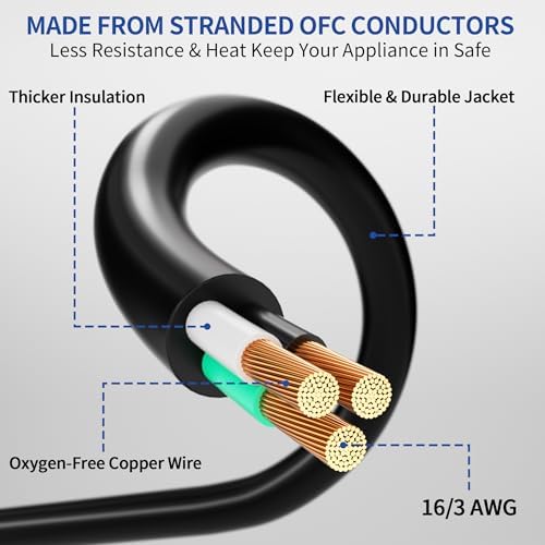 50Ft 3 Prong Multiple Outlets Outdoor Extension Cord, Black - Image 3