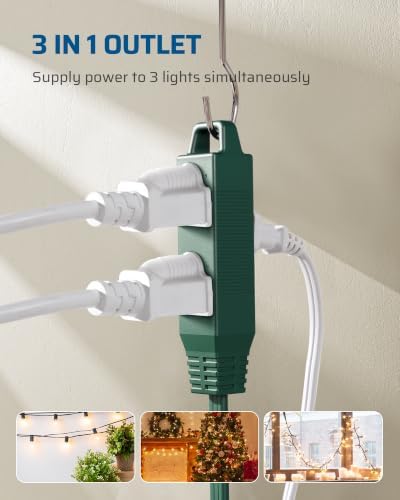 DEWENWILS 2 Pack 3FT Green Christmas Flat Extension Cord 16/3, ETL Listed - Image 3