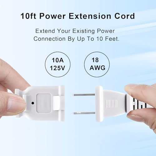 10FT 2 Prong Indoor Extension Cord,Thin White Extension Cords Male/Female Power Cable for Home Office Outdoor, 18/2 ETL Listed 10 FT Extension Cord - Image 5