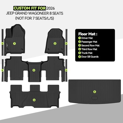 All Weather TPE Floor Mat Set for 2026 Jeep Grand Wagoneer 8 Seats - Image 2