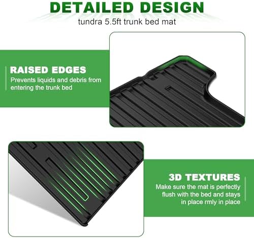 AOMSAZTO Floor Mats for 2022-2026 Toyota Tundra/Tundra Hybrid (Only CrewMax Cab) 5.5FT Truck Bed Mat - All Weather Protection Floor Liners & Bed Liner Set Accessories - Image 6