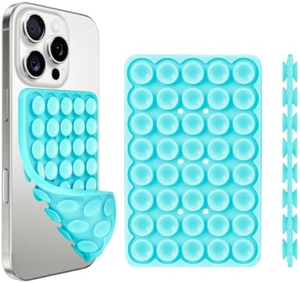 Giumel 1 Pack Silicone Suction Cup Phone Case Mount Double Sided, Hands-Free Strong Grip Holder for Selfies and Videos, Silicon Phone Stand Sticky for iPhone and Android Sky Blue by Giumel