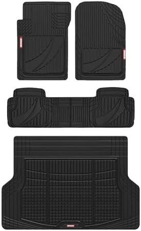 Motor Trend FlexTough Advanced Heavy Duty Black Rubber Car Floor Mats & Cargo Liner for SUV & Car Full Set - Universal Trim to Fit All Weather Automotive Floor Mat & Cargo Liners for SUV, Car, & Van by MotorTrend