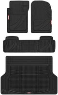 Motor Trend FlexTough Advanced Heavy Duty Black Rubber Car Floor Mats & Cargo Liner for SUV & Car Full Set - Universal Trim to Fit All Weather Automotive Floor Mat & Cargo Liners for SUV, Car, & Van by MotorTrend