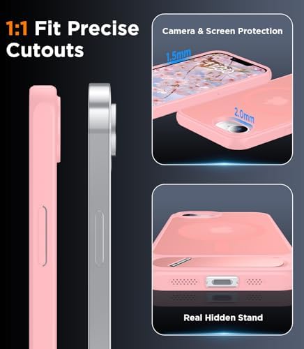 Temdan Magnetic Compatible with iPhone 17e Case & iPhone 16e Case,[Built-in Invisible Kickstand][Compatible with MagSafe][Military Grade Shockproof] Slim Translucent Matte Case for iPhone 16e/17e 6.1" - Image 6