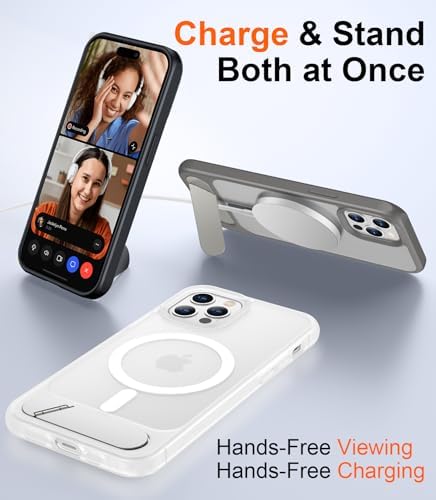 Temdan Magnetic Compatible with iPhone 12 Case & iPhone 12 Pro Case, [Built-in Invisible Kickstand][Compatible with MagSafe][Military Grade Shockproof] Slim Translucent Matte Phone Case 6.1" - Image 2