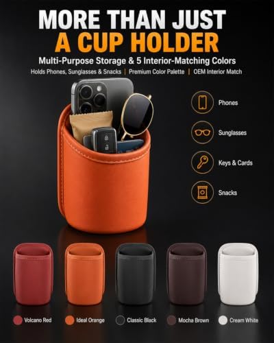 Leather Car Door Cup Holder Clip on Extra Large Drink Organizer 2 Pack - Image 3