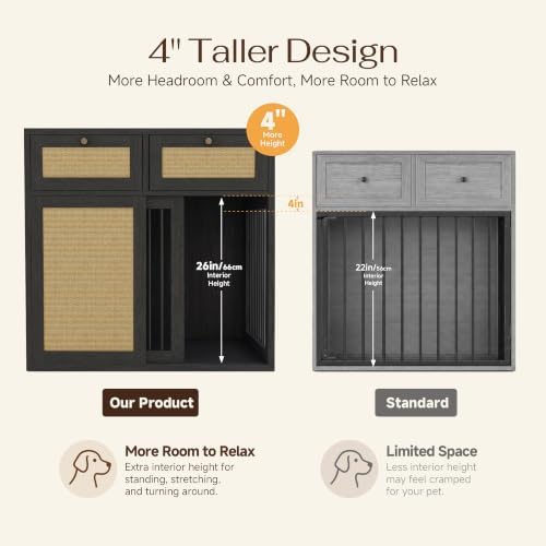 PureCozy Wooden Dog Crate Furniture, Right Unit, 40 Inch,Black Oak - Image 6