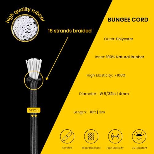 Brotree Bungee Cords 5/32" x 10ft Elastic Shock Cord 100% Stretch Cord - Image 3
