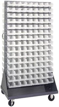 Quantum Storage Systems QMD-36H-220CL Mobile Double Sided Gray Louvered Rack System with Bins, 36" L x 25" W 72" H, Clear by QuantumStorageSystems