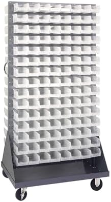 Quantum Storage Systems QMD-36H-220CL Mobile Double Sided Gray Louvered Rack System with Bins, 36" L x 25" W 72" H, Clear by QuantumStorageSystems