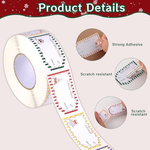 600 PCS Christmas Gift Tag Stickers 1.18" x 2" Christmas Name Tags Stickers - Image 3