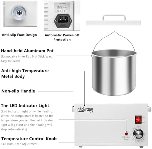 Larger Waxing Warmer 3L Single Pot Wax Heater Hold 5.5 Lbs for Hair Removal - Image 3