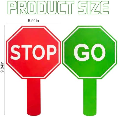 12 Pcs Stop and Go Signs Double Sided Handheld Sign Red Green Light Sign Waterproof Crossing Guard Road Signs for Kids Teaching Traffic Safety, 9.84 x 5.91 Inch(Octagon) - Image 2