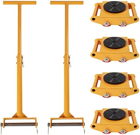 4pcs Machinery Mover, 8818.49lbs Load Machinery Skate Dolly 13200lbs Machinery Moving Skate Heavy Duty Industrial Machinery Mover w/360° Rotational Capability for Storage Distribution Transportation by Unknown