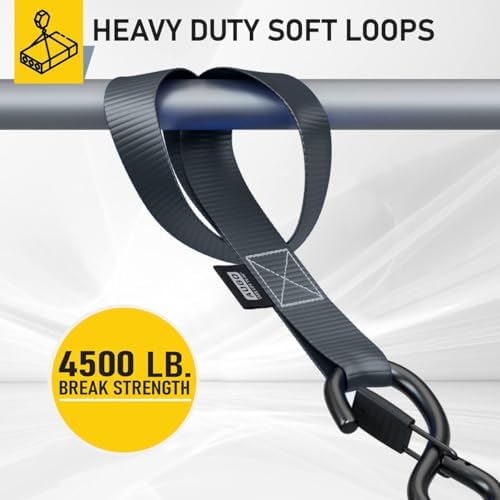 Soft Loop Tie Down Straps - 1,500 Load Capacity & 4,500 Lbs Breaking Strength - 6 Pack - Loops for Securing ATV, UTV, Motorcycles, Scooters, Dirt Bikes, Lawn & Garden Equipment - by AUGO - Image 2