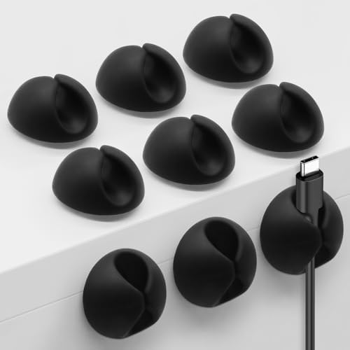 SmiLife Cable Clips, Phone Cord Holder for Wire Management, Black 9 PCS by MYKURS